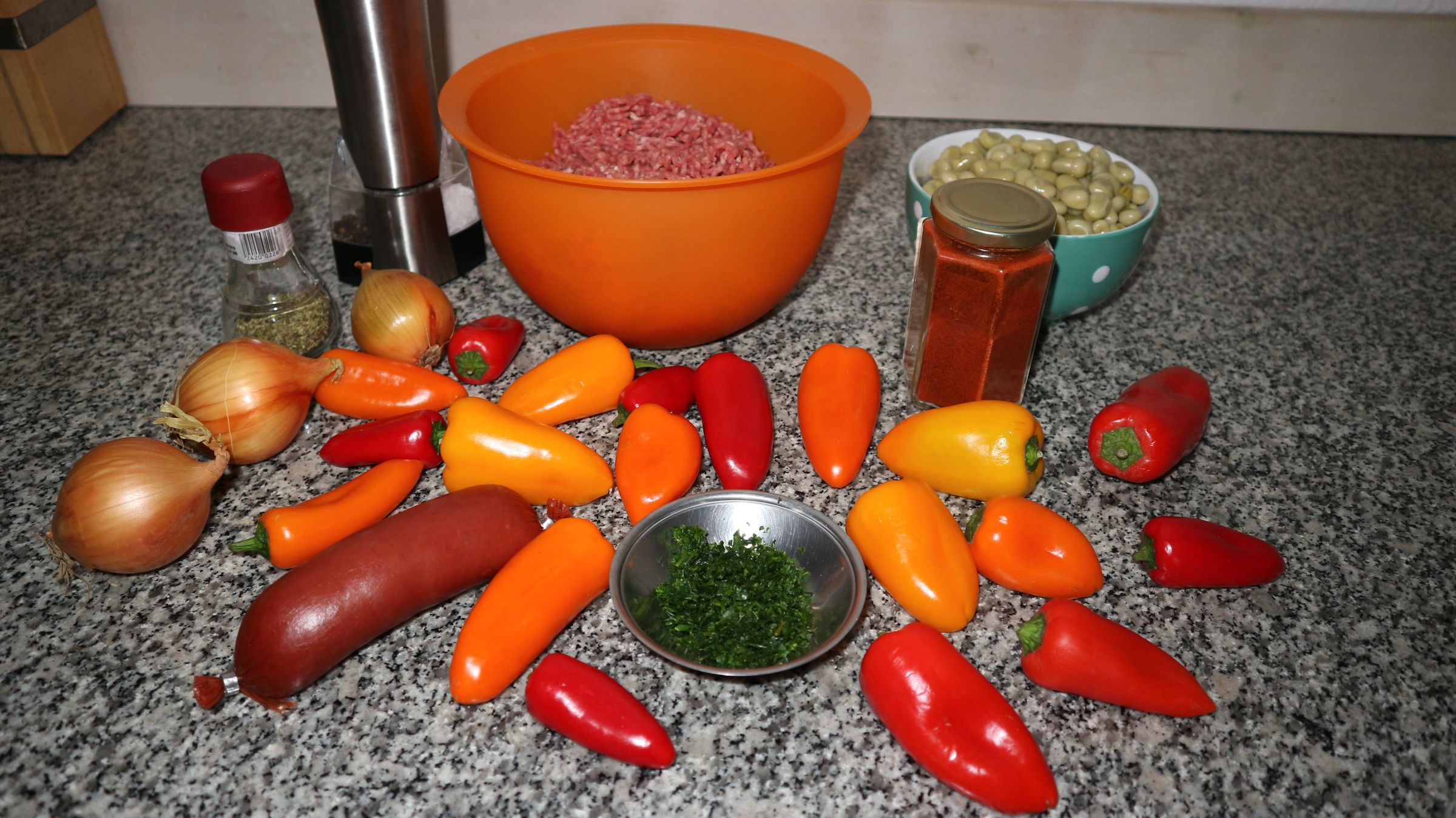 Beef Sucuk Stuffed Mini Paprika With Young Big Beans Recipe 