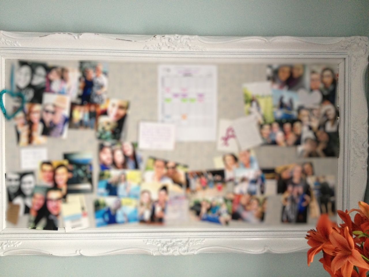 Cork-board picture frame