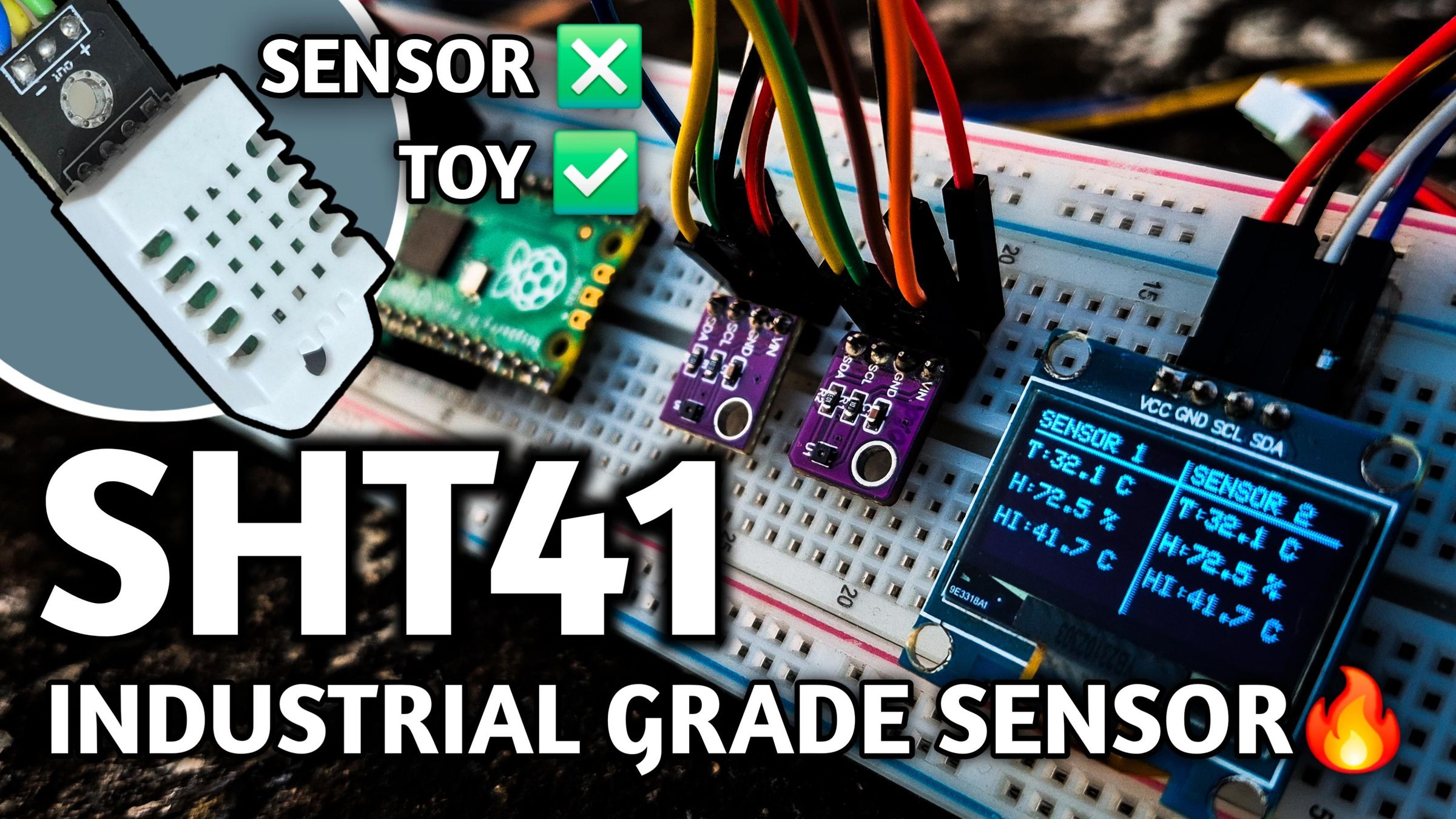 Dual SHT41 temperature and humidity monitor with Raspberry Pi Pico