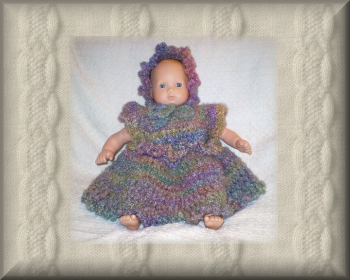 Lion Brand Contest - Crocheted Dolly Dress & Bonnet Set