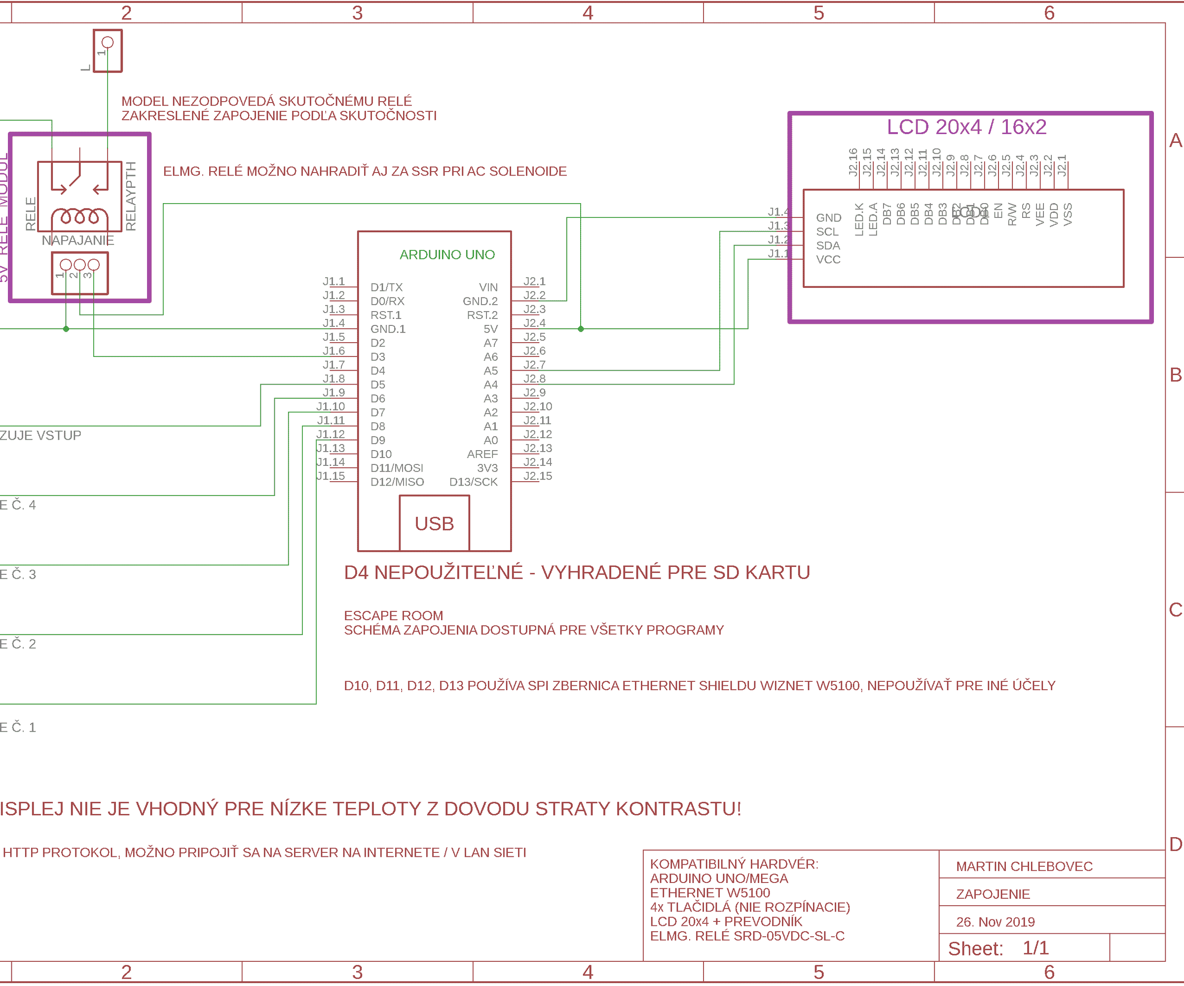 Escape Room - Webclient - Arduino + Ethernet + Schematics
