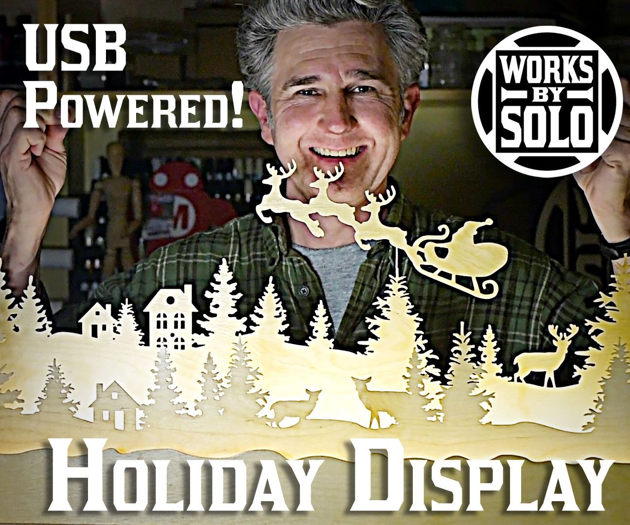 Christmas Village Scene With USB Powered LED Lighting