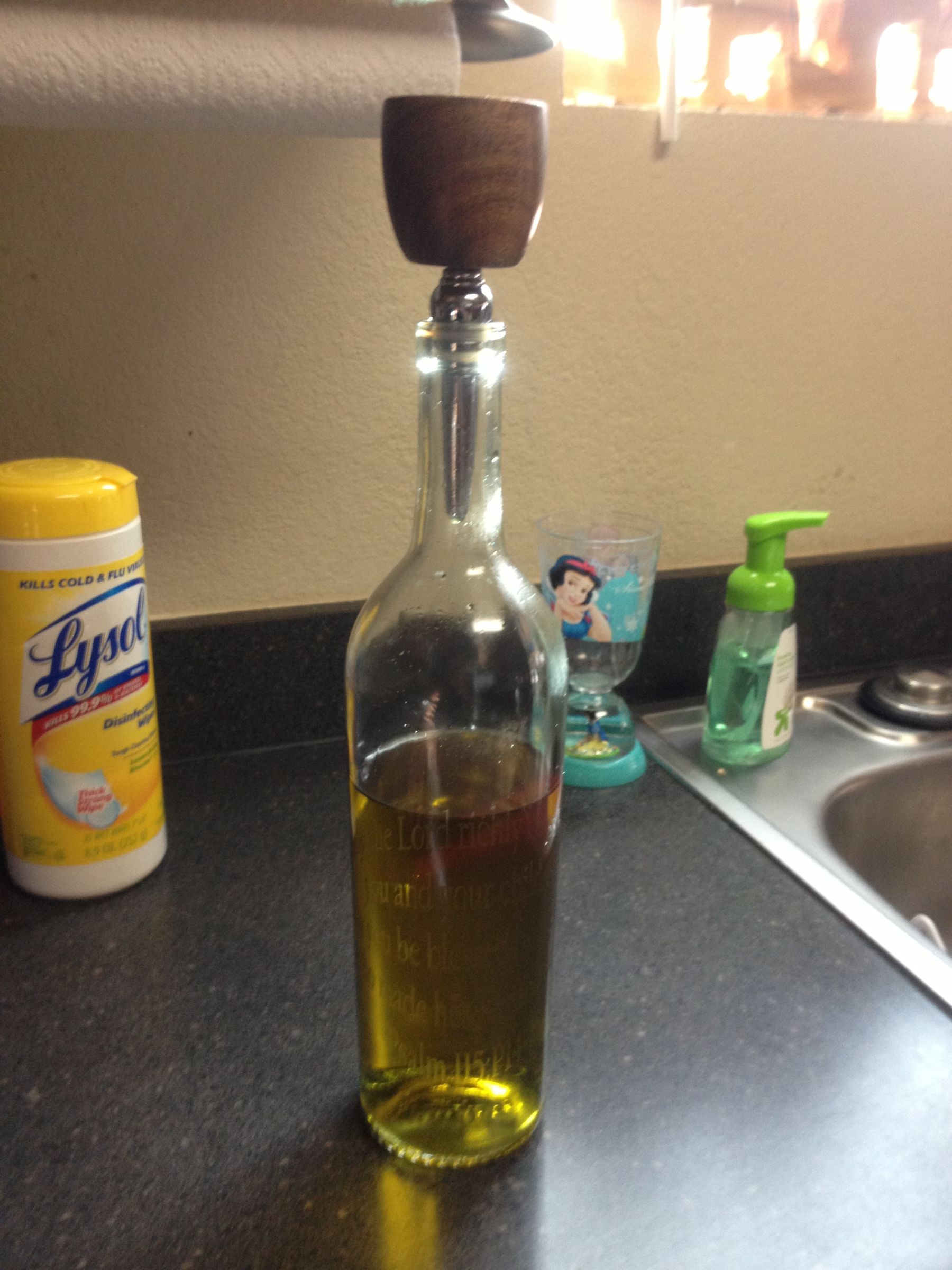 Etched Glass Olive Oil Bottle From Recycled Wine Bottle