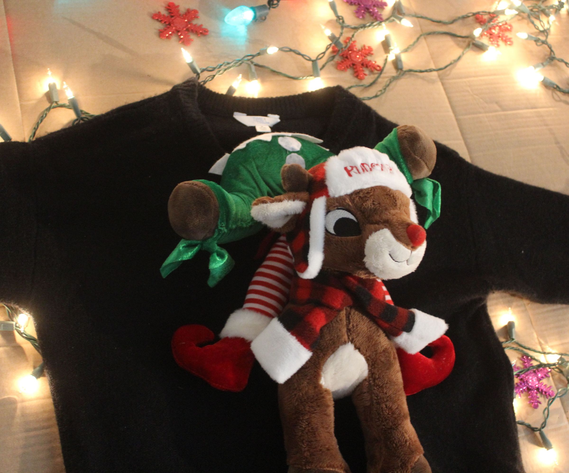 Rudolph Riding Elf Ugly Christmas Sweater