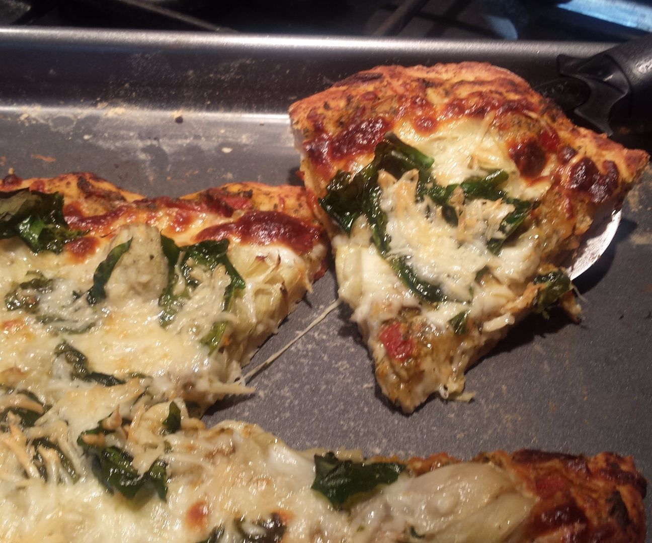 Artichoke Spinach Pesto Pizza