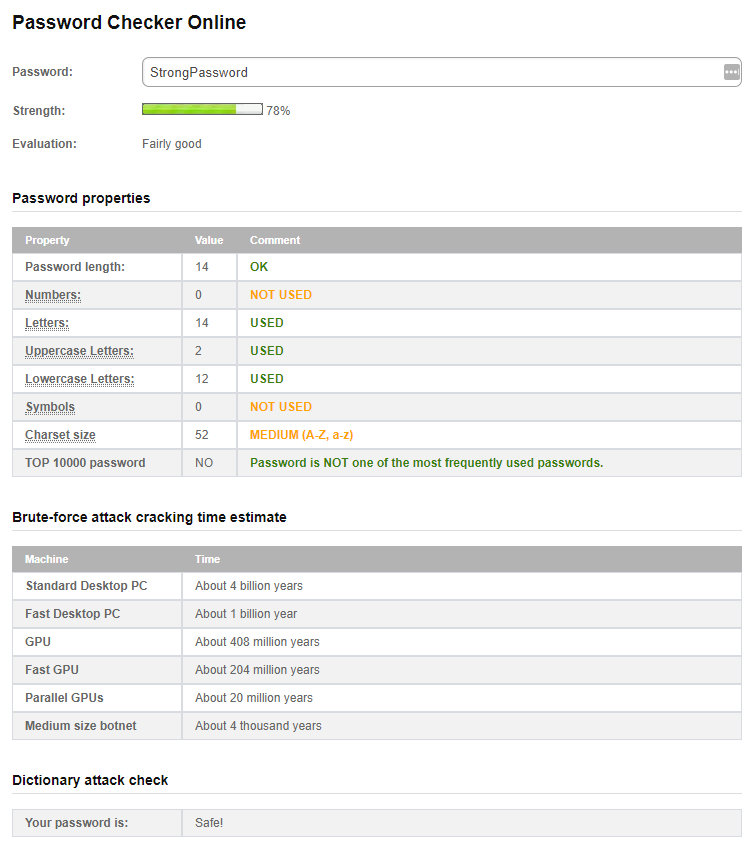 Password Checker Result - English