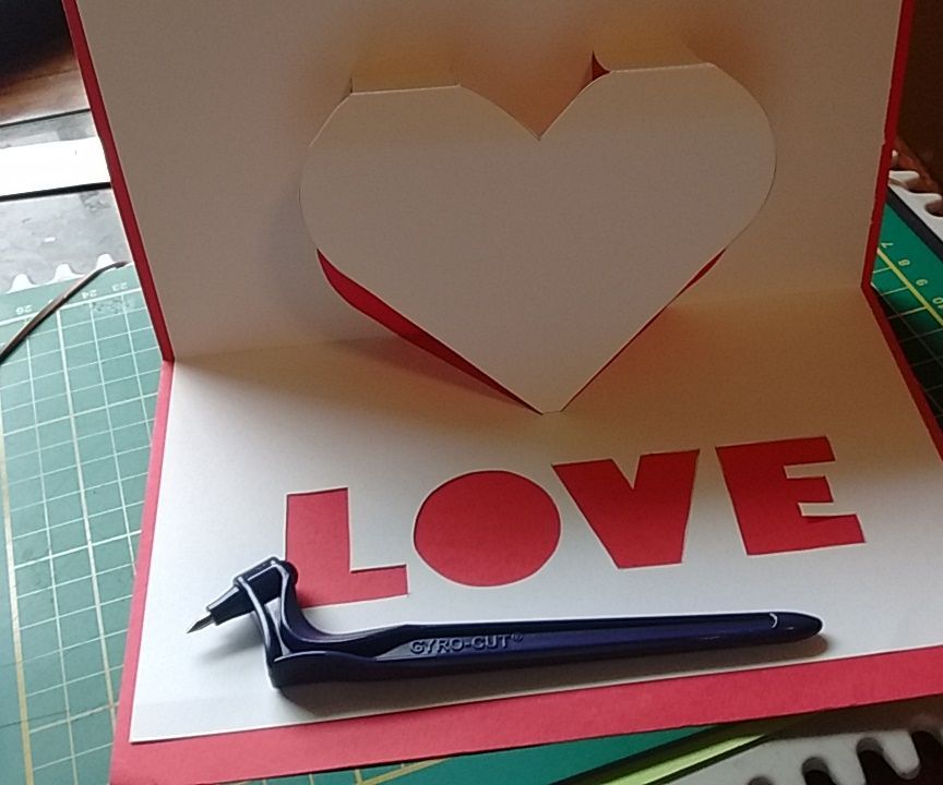 Making a Pop Up Card That Has an Image of a Heart and the Word Love
