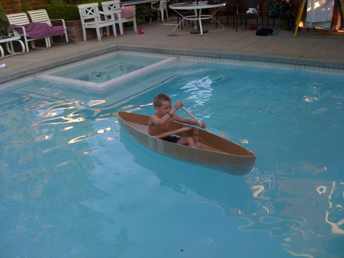 How to Make a Cardboard Canoe for your Kids in the Pool