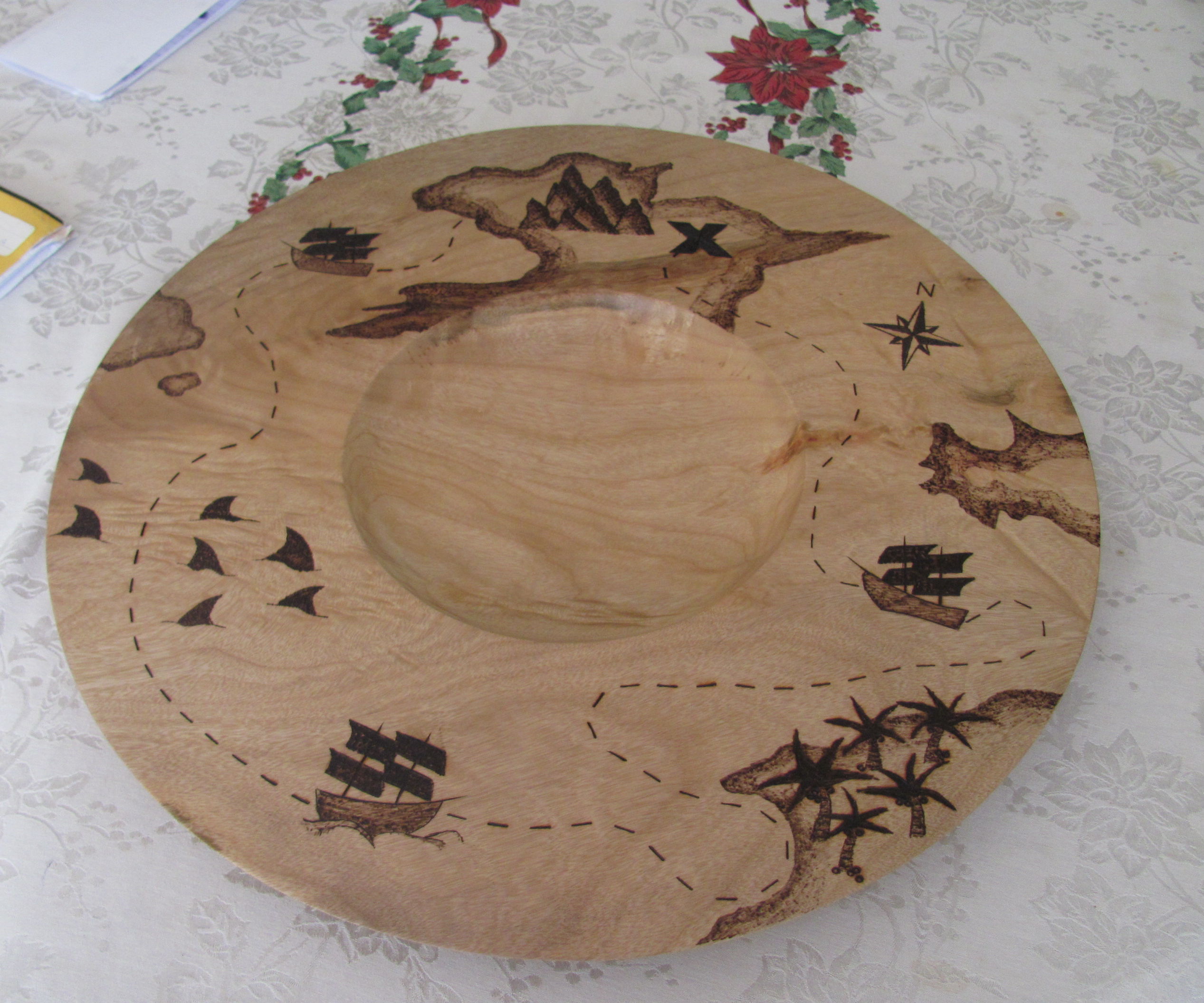Pirate Map Platter (large Dia Turning and Basic Pyrography) 