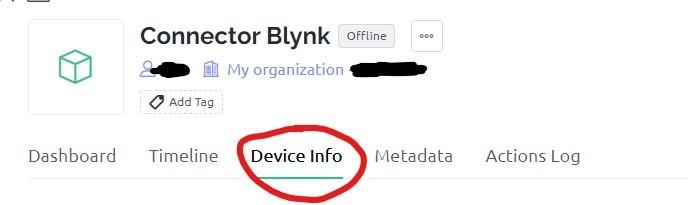 Building the First Blynk Device - "connector Blynk"