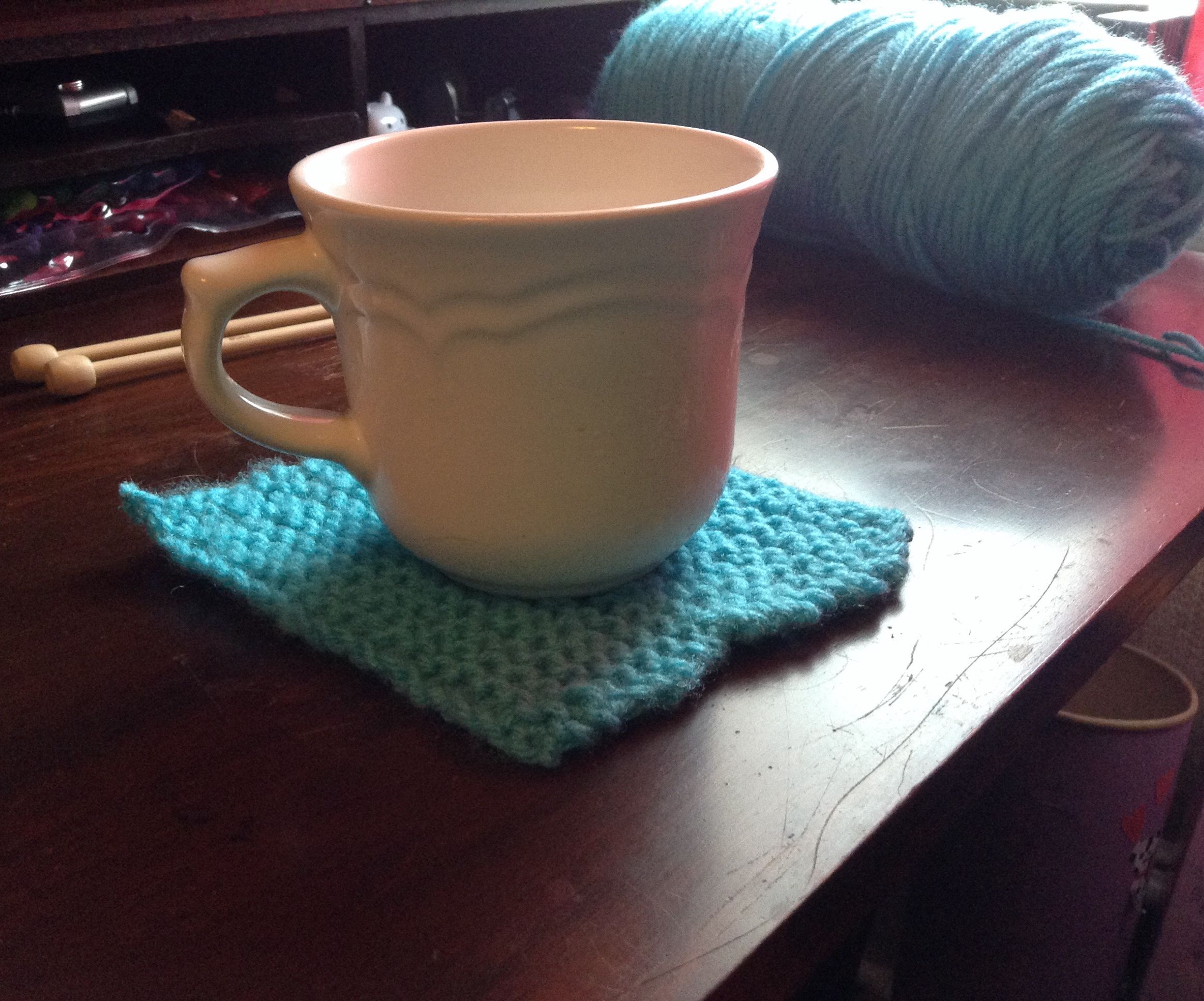 Simple Knit Coaster - for Beginners 