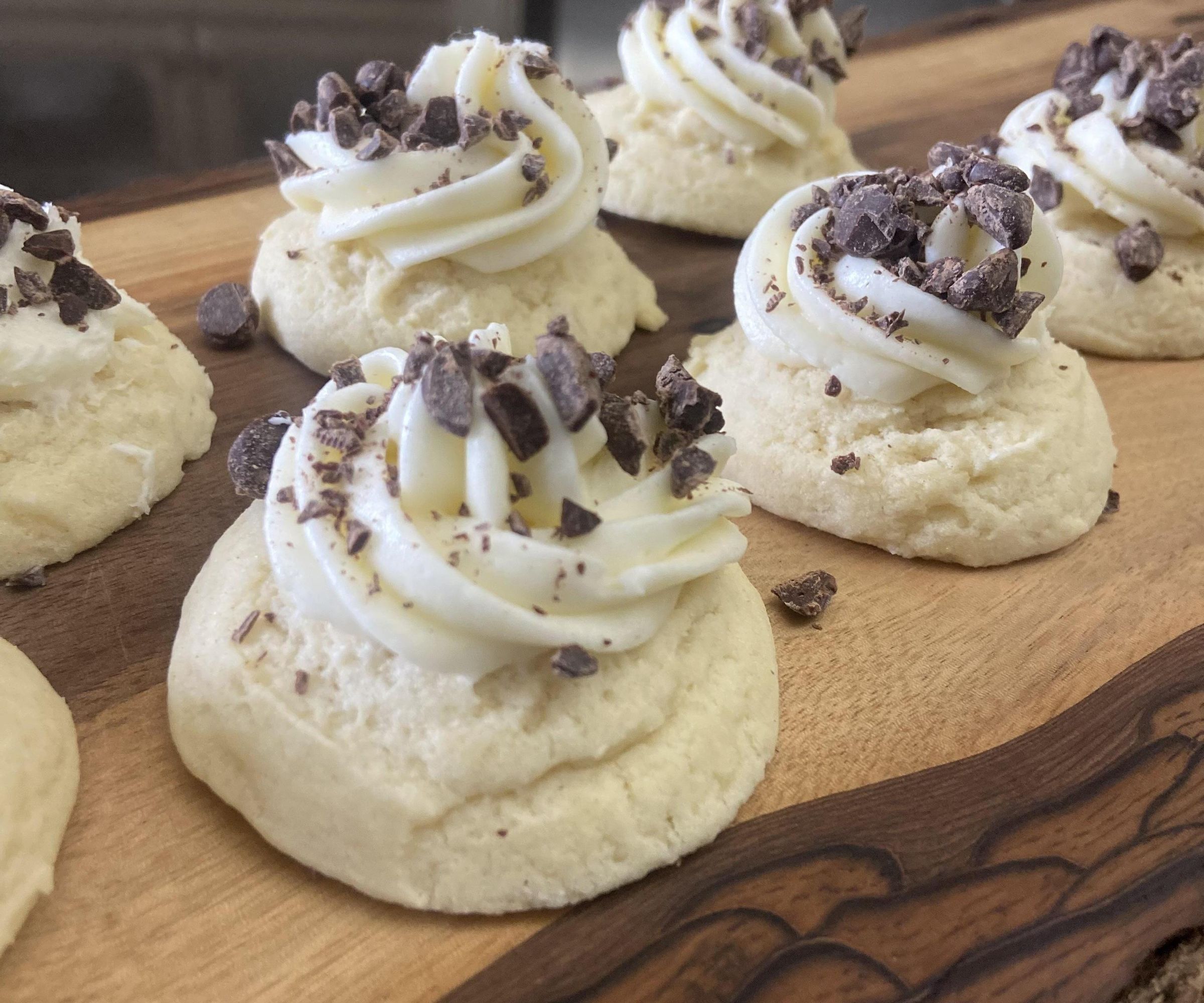 Sweet Sugar Cookie With Vanilla Frosting & Chocolate Chunks on Top