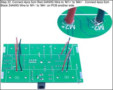 Connect 4pcs 5cm Red 24AWG Wire to ‘M1+’ to ‘M4+’