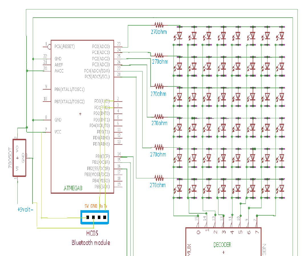 6*8 LED Display Using a Decoder and Atmega8