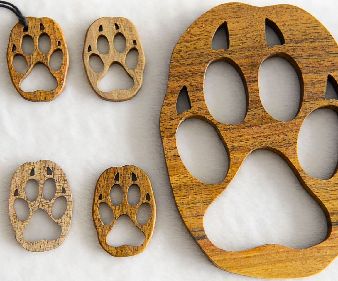 Wooden Wolf Paw Pendant, Keychain or Wall Decoration