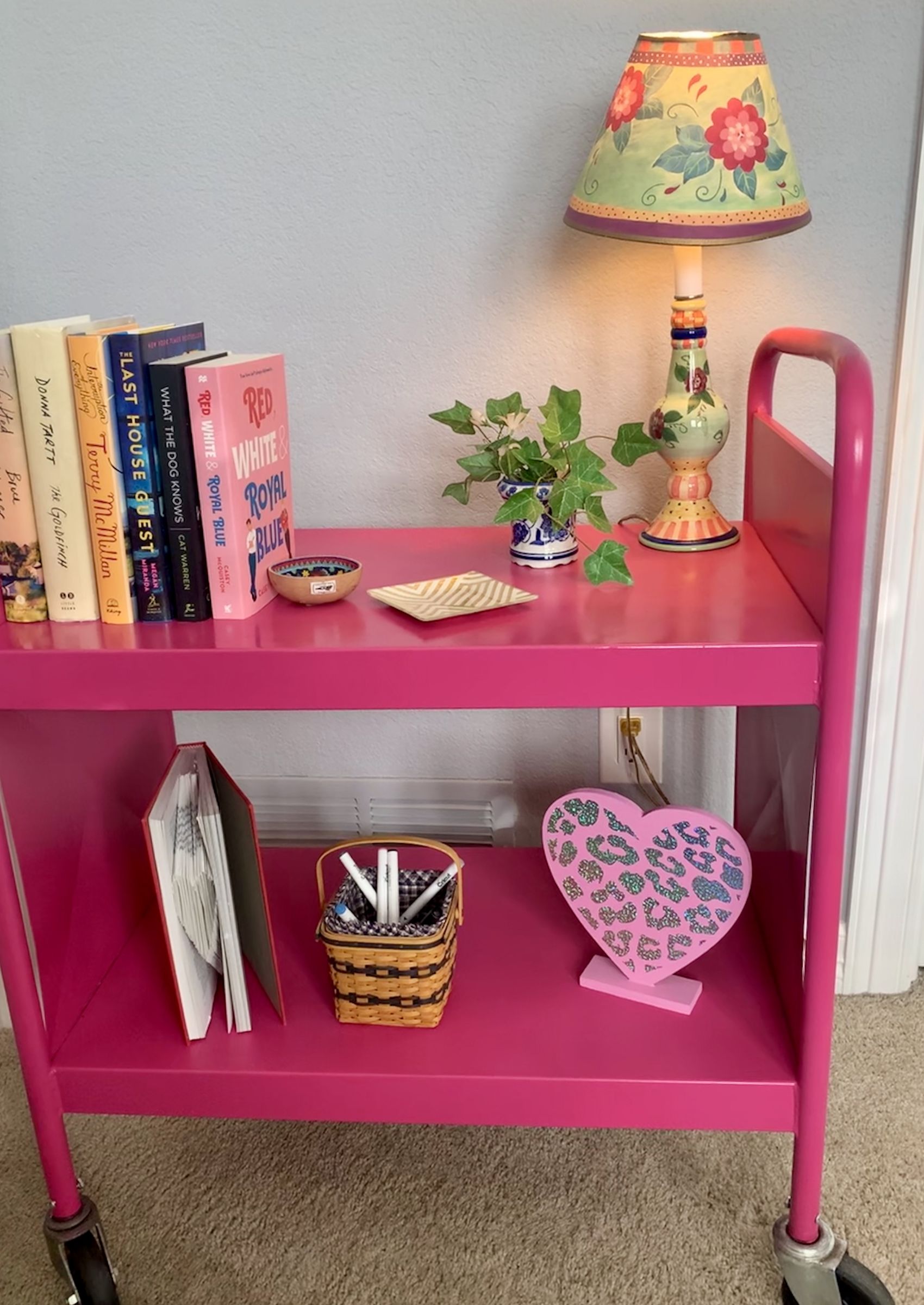 Pink Painted Library Cart 3 Steps Instructables