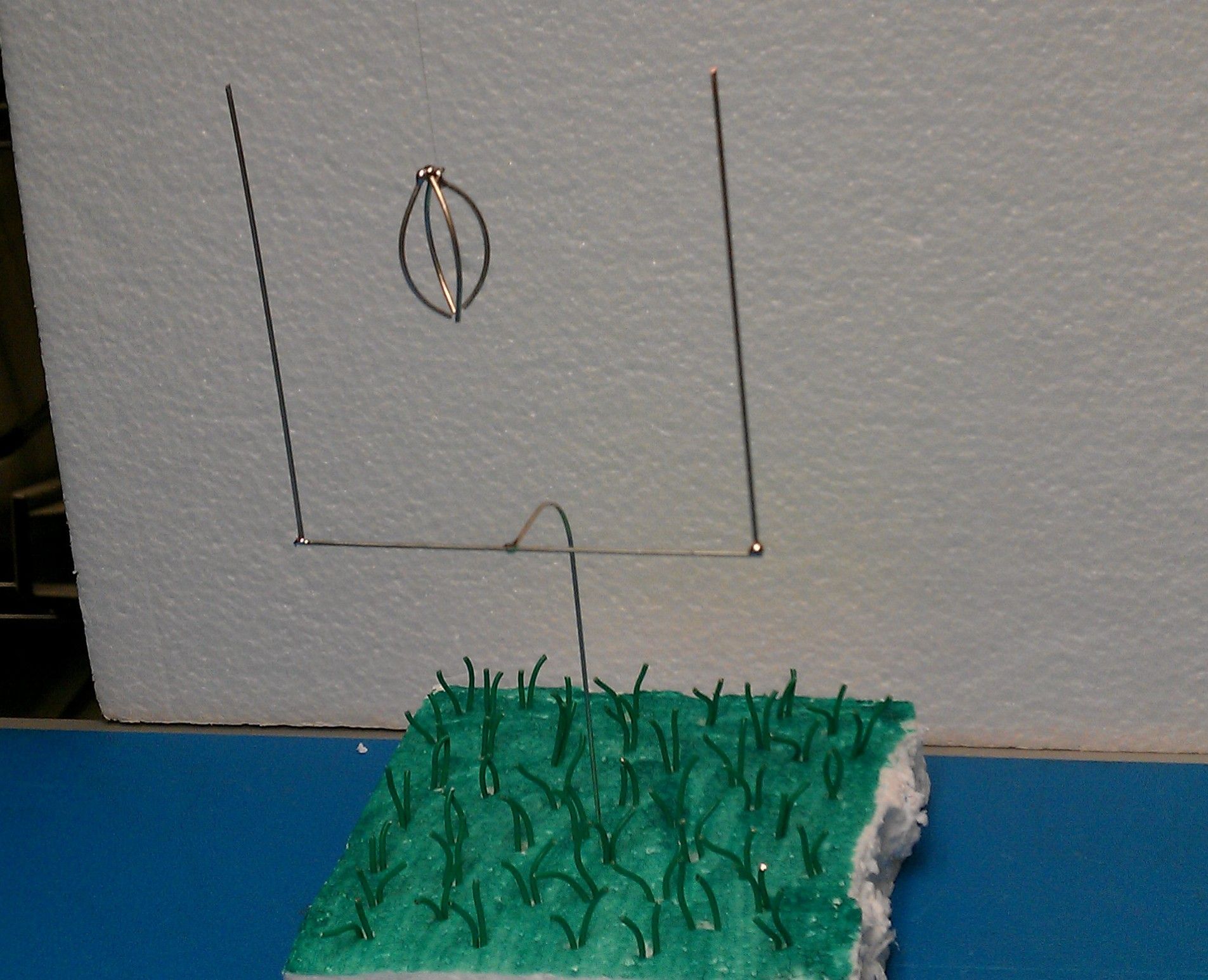 Miniature Football Field Goal, Football, and Grass (Made Out of Wire)