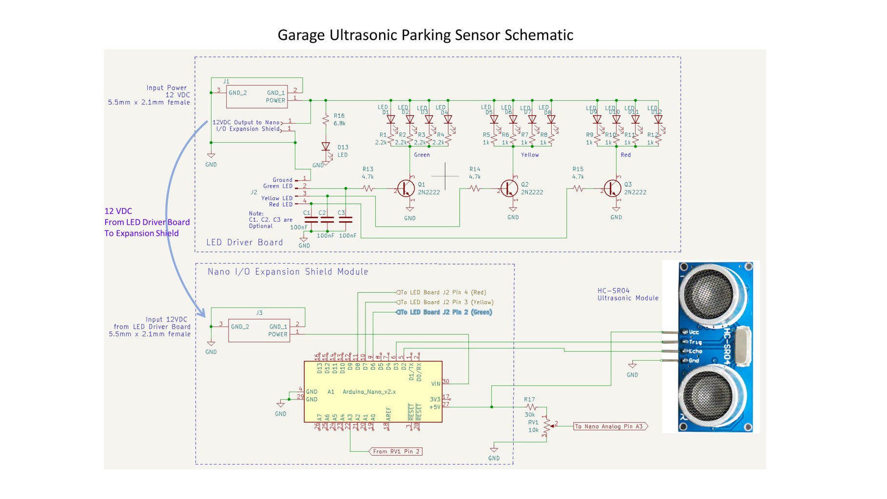 Ultrasonic Garage Parking Sensor LED Stop Light : 8 Steps (with ... Circuit Diagram