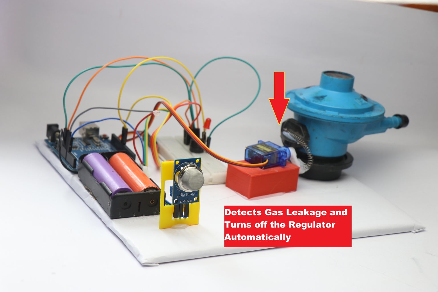 Arduino LPG Gas Leakage Detection System With Auto Cut Circuit Diagram