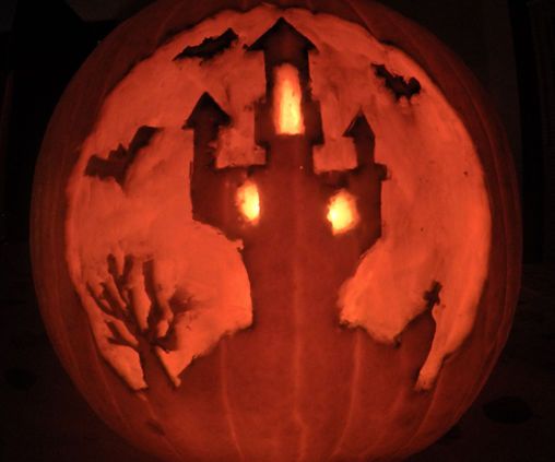 Castle on a hill - pumpkin carving