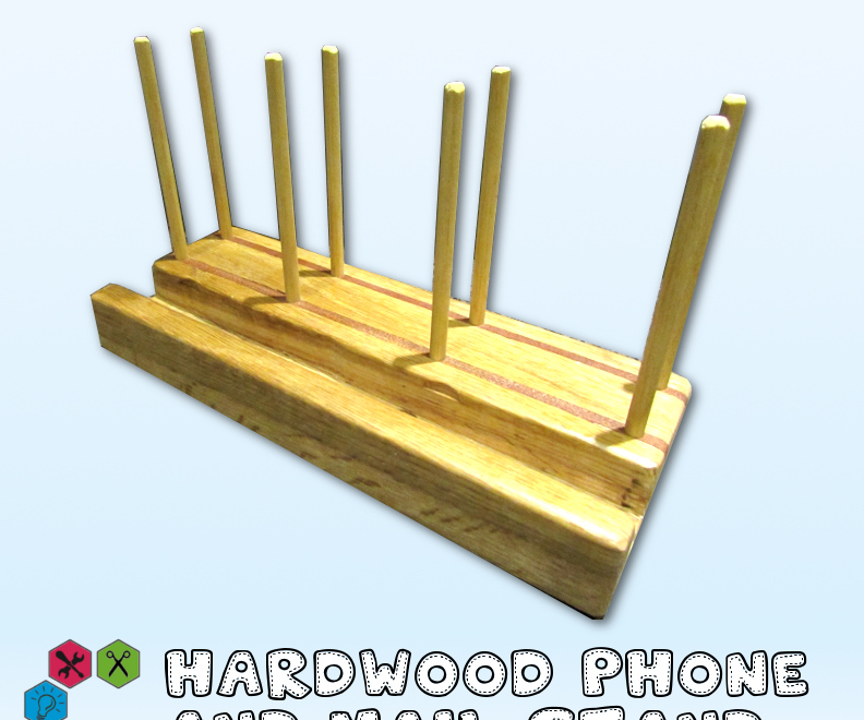 Hardwood Phone and Mail Stand in Sapele and Oak