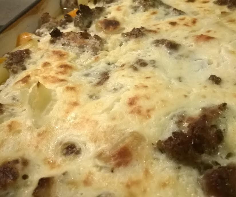 Steamy Moussaka Pie With Yoghurt, Minced Meat and Potatoes