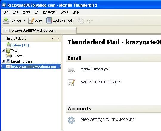 Using Yahoo on Thunderbird