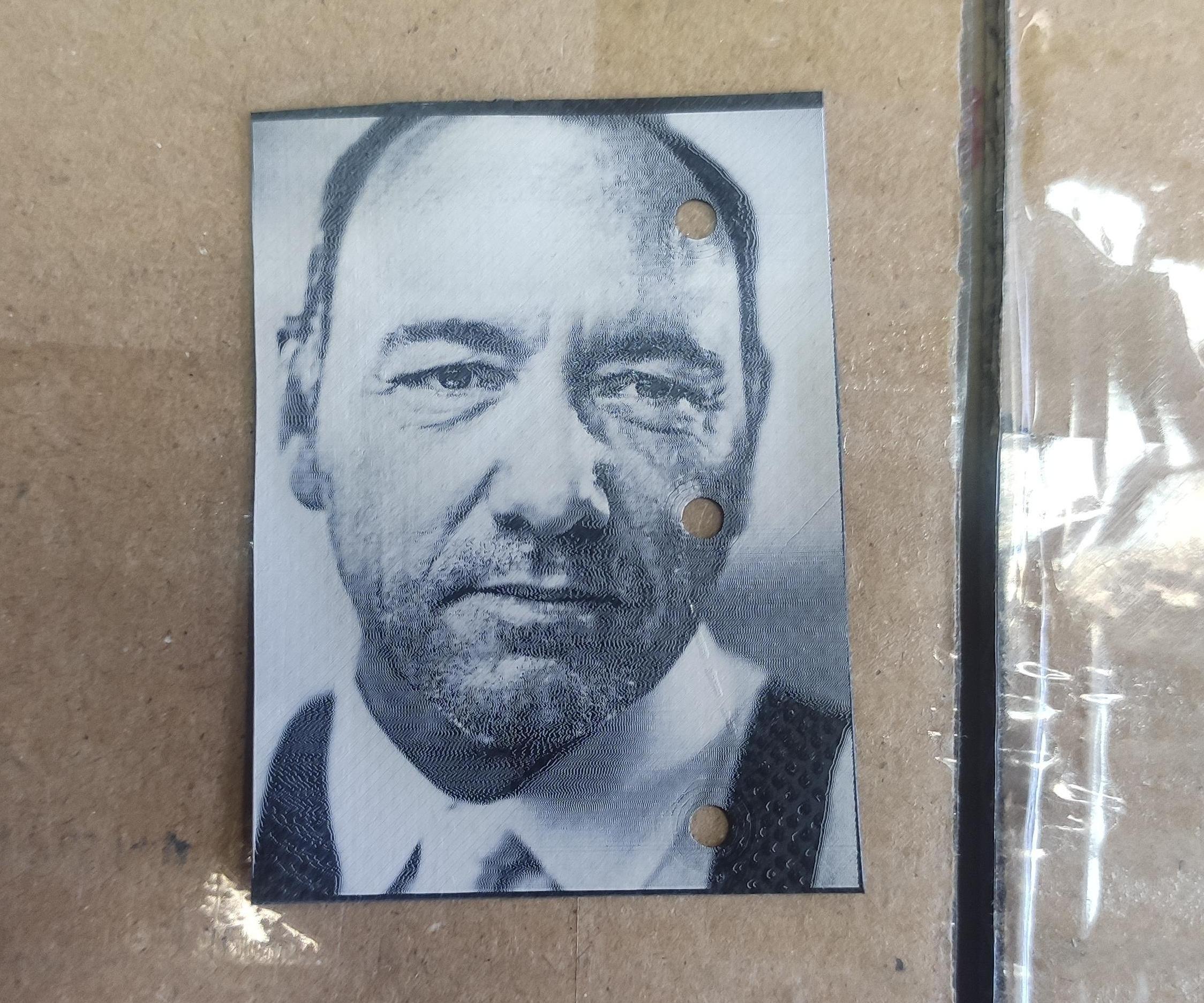 Laser photo engraving on PLA Plastic