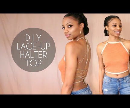 DIY Lace-Up Halter Top (No Sewing Required)