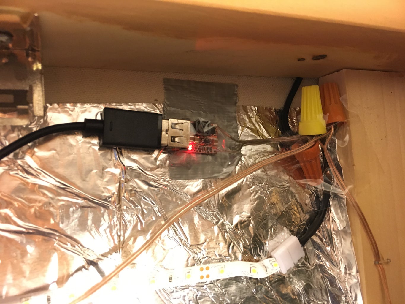 Attach and Wire the LED Strip Lights, Raspberry Pi and MOSFET