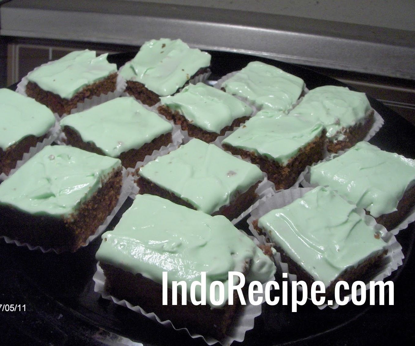 Glace Cherry Brownies With Mint Frosting
