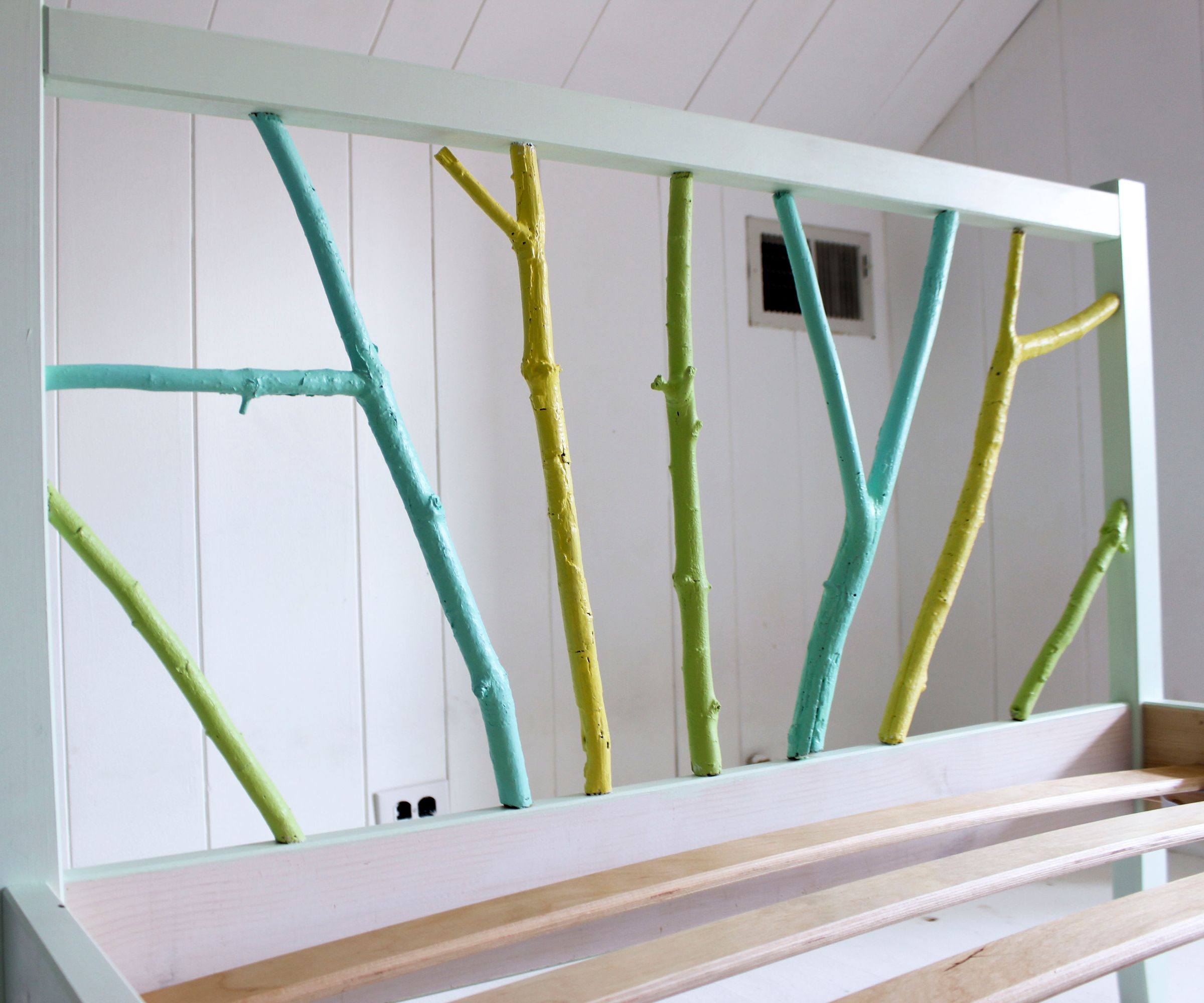  Ikea Hack: Painted Branch Bed Frame 