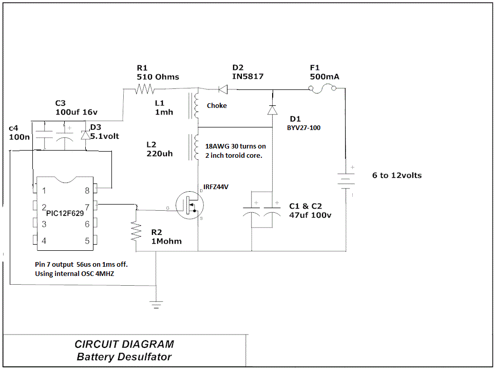 PIC12F629 Lead-Acid Battery Desulfator