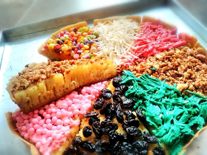 Pizza Van Java (Javanese Martabak With Colorful Chocolate Sliced Like Pizza)