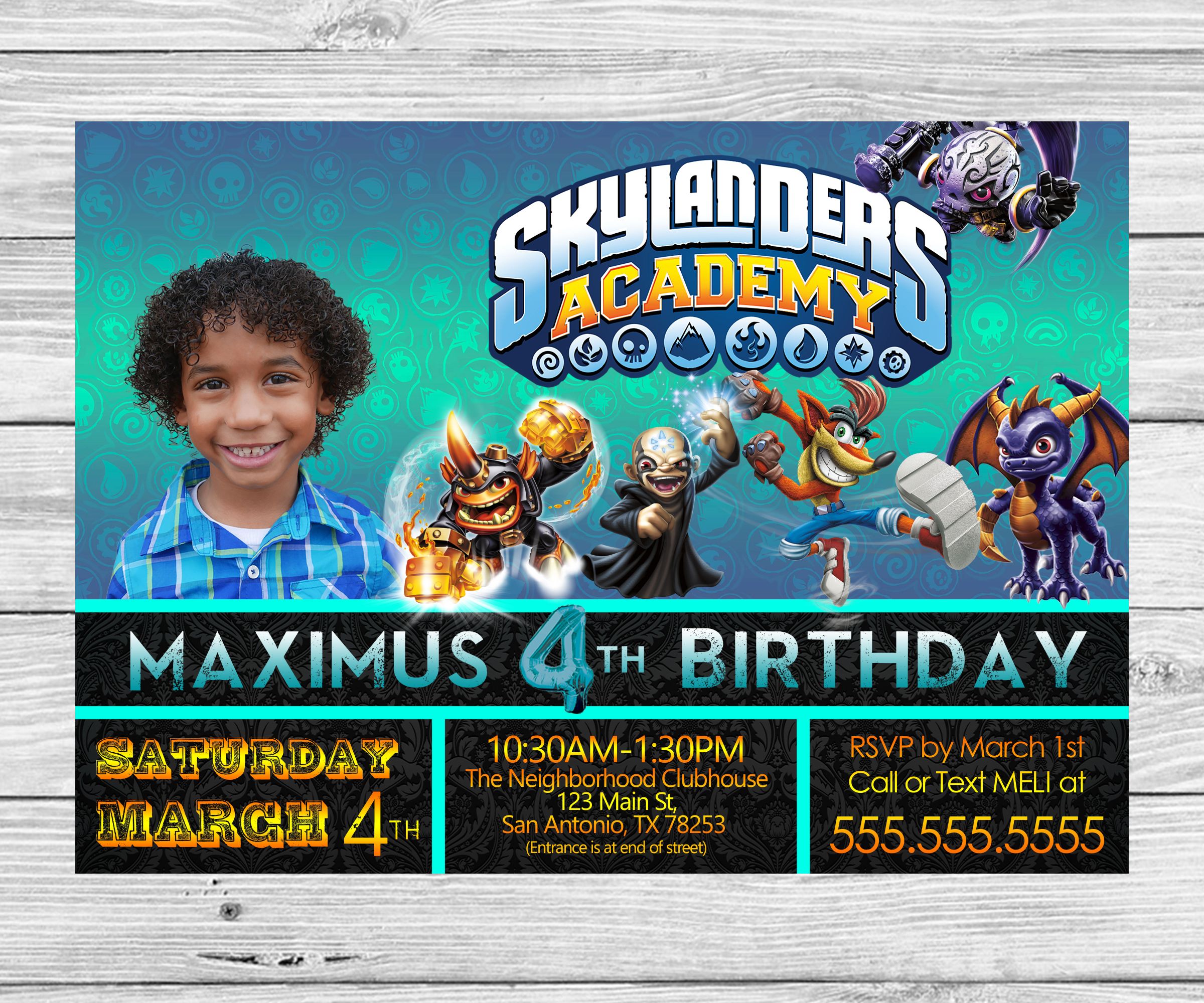 Skylanders Birthday Invitation With Envelope Template - Photoshop PSD File (everything Can Be Edited)
