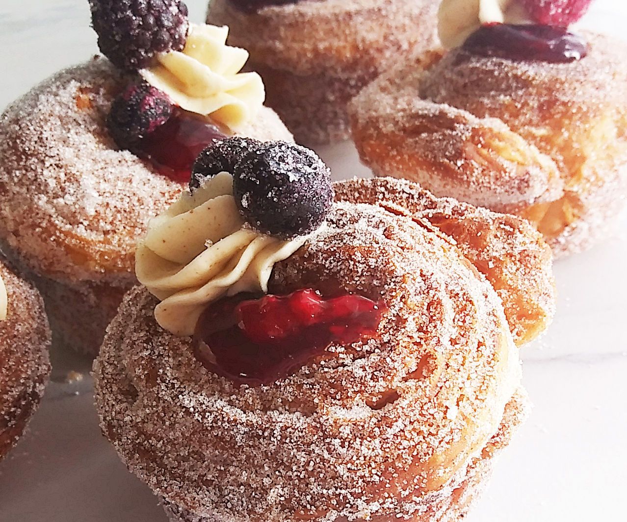 Sugared Cruffins With Triple Berry Quick-jam