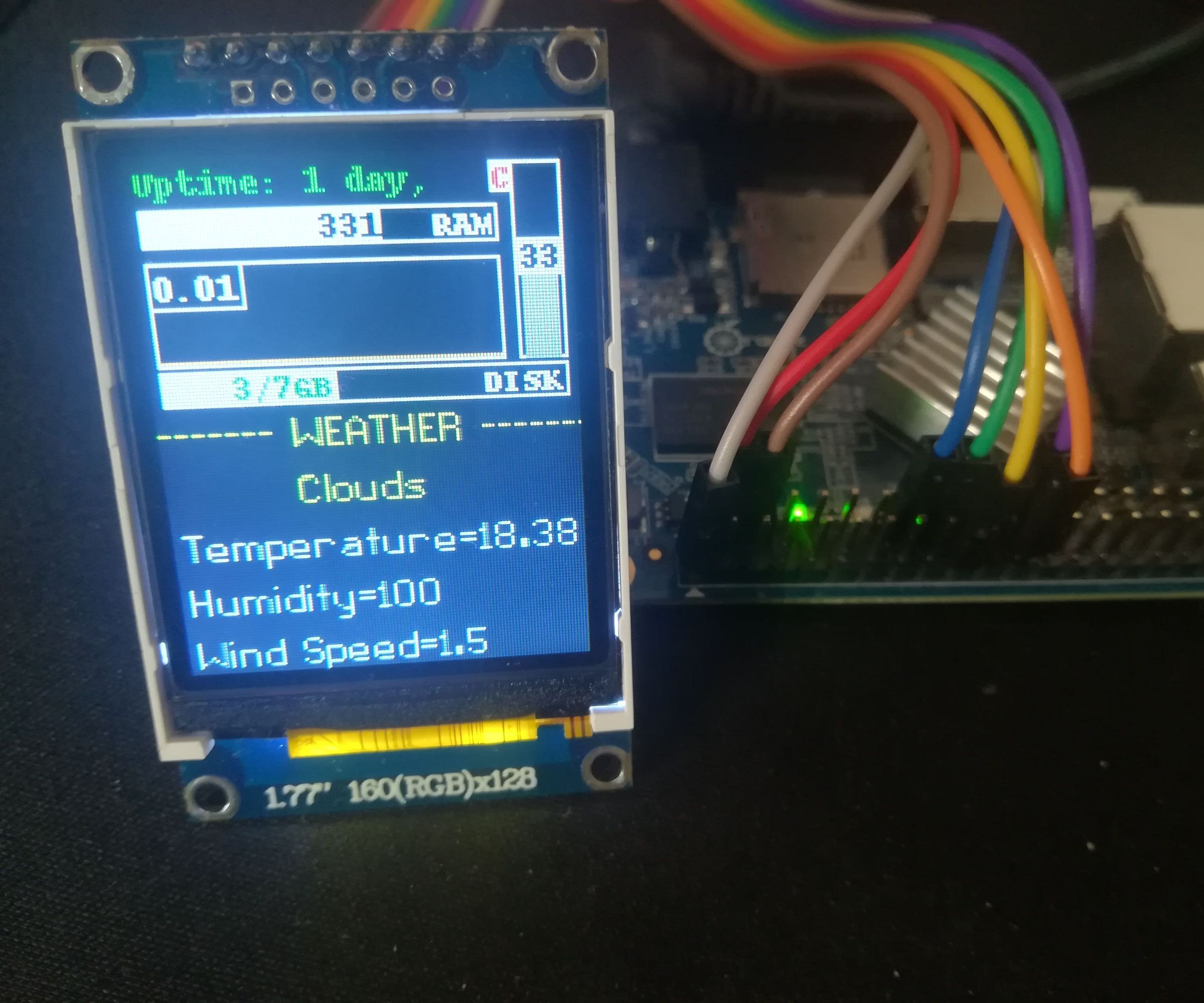 Orange  Pi One and ST7735 TFT 1.77"