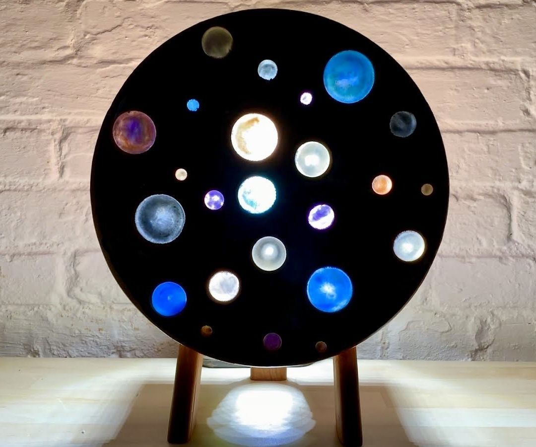 Epoxy & Wood Lunar Surface Night Light