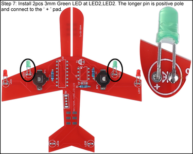 Install 2pcs 3mm Green Led at Led2, Led3