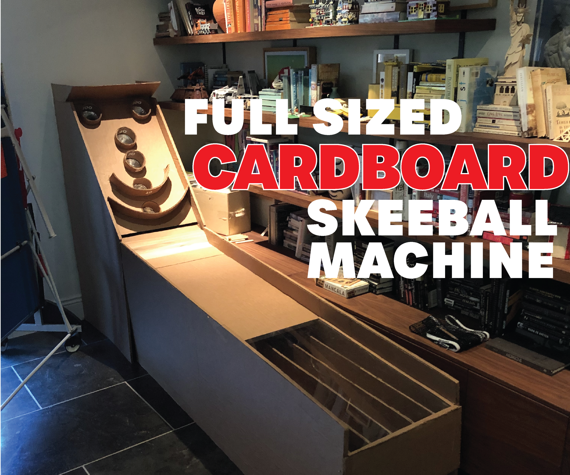 Full-Sized Cardboard Skeeball Machine