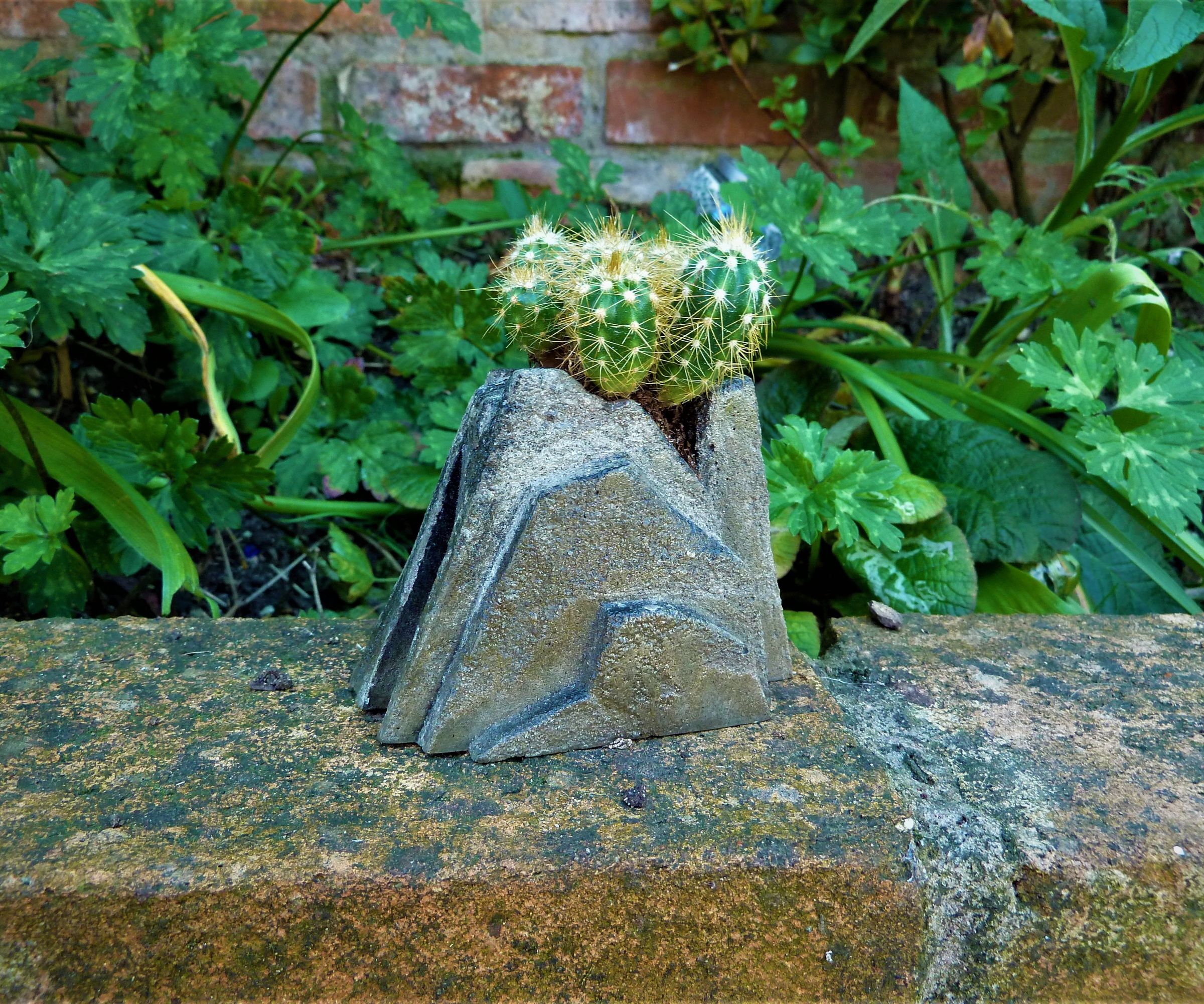 Concrete Low Poly Mountain Planter 