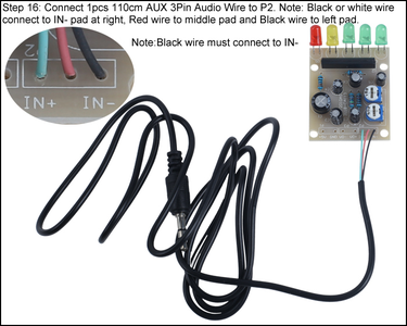 Connect 1pcs 110cm AUX 3Pin Audio Wire to P2.