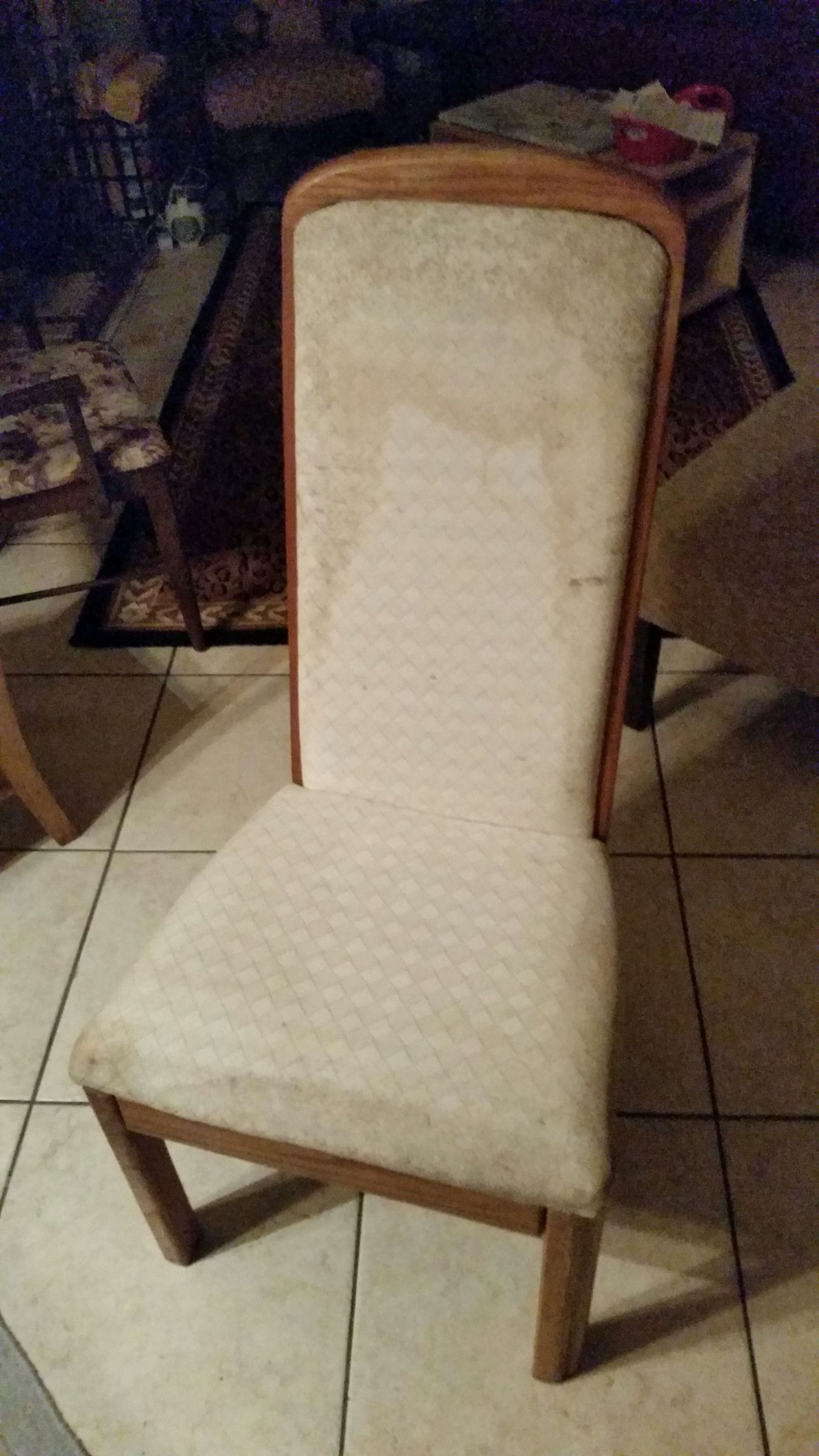 Reupholster Fabric Dining Room Chairs. With Bonus - Use Scraps to Make a Patchwork for Reupholstering. Showing Steps I Used. 