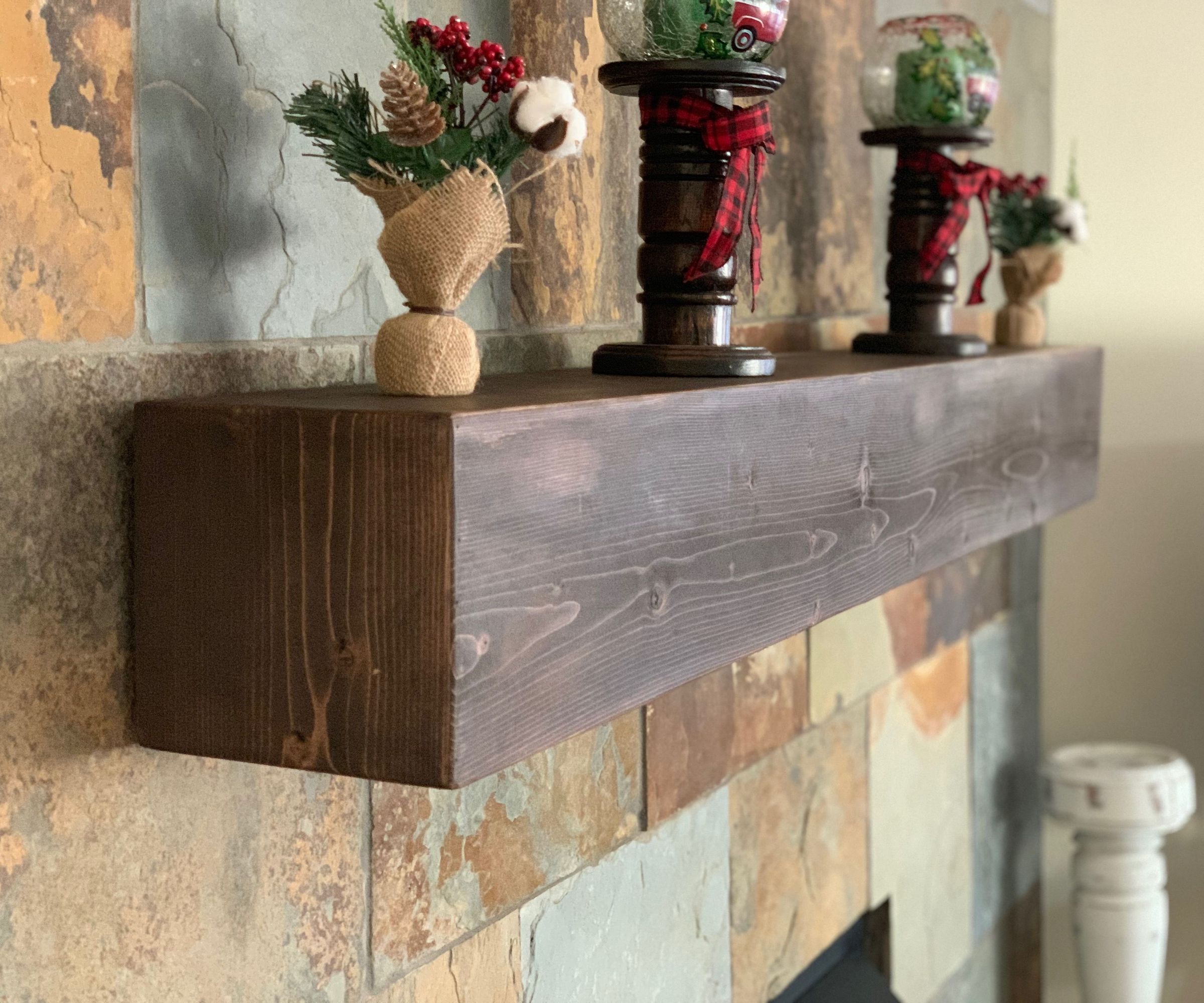 Rustic Faux Beam Mantel for Under $30