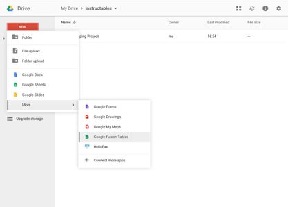 Create a Google Fusion Table