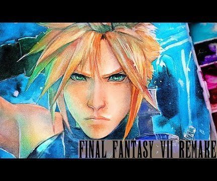 FINAL FANTASY VII REMAKE - CLOUD STRIFE WATERCOLOR PAINTING