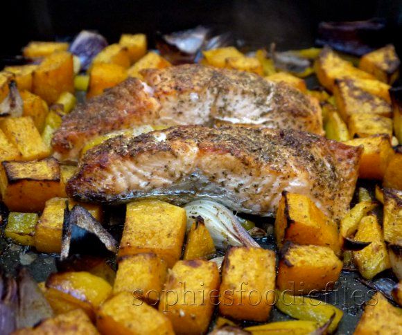Oven Roasted Salmon on a Bed of Veggies With Quinoa!