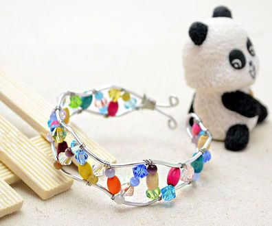 Wire Wrapped Bangle Bracelet by Using Leftover Beads