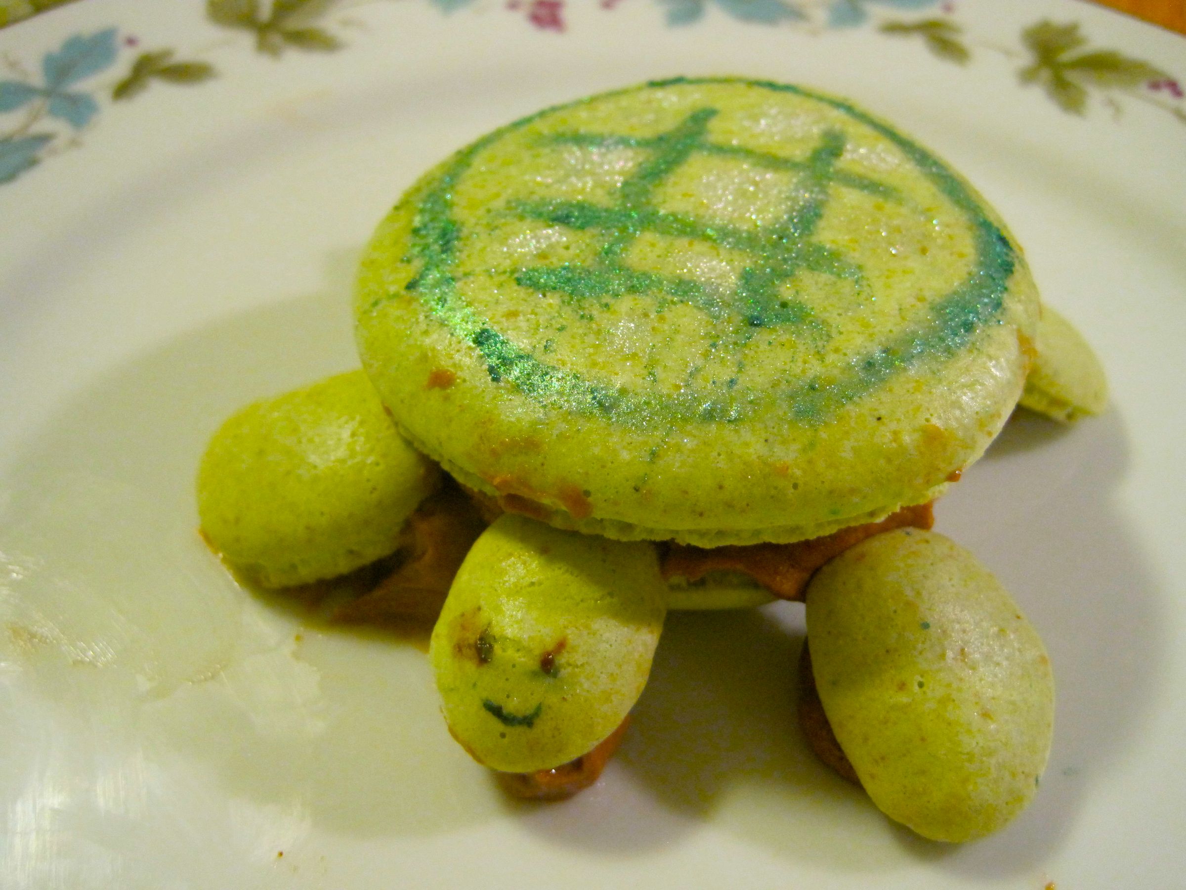 Green turtle pistachio macaron