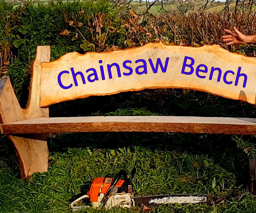 Rustic Garden Bench With Chainsaw